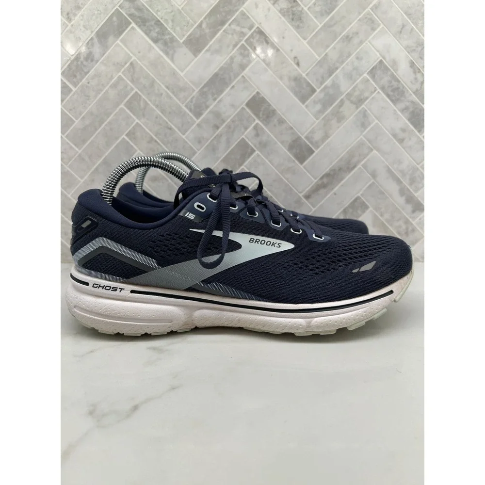 Brooks Ghost 15 Running Shoes Womens Size 9.5 D 9.5D Navy Blue Athletic Sneakers